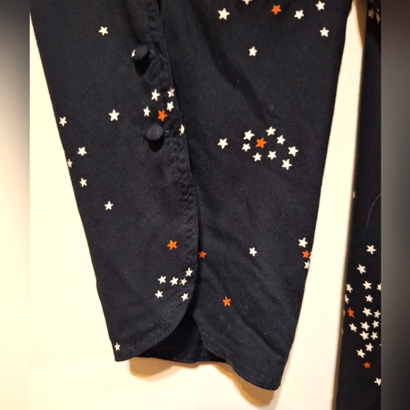 SANDRO ruffle jumpsuit sleeveless elastic waist black pink white stars medium - Picture 6 of 10